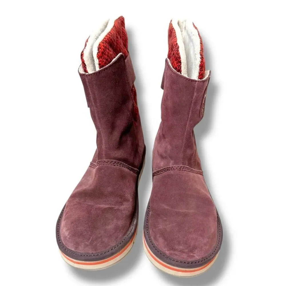 Sorel The Campus Boots Suede-Knit Madder Red Brown Winter Boots Women’s Size 8.5